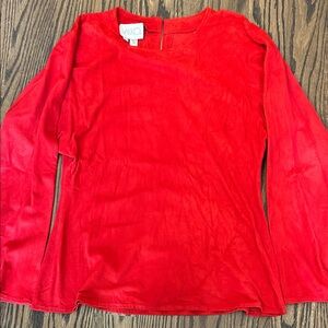 Vakko Bold Red Suede Top